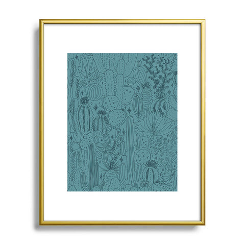 Doodle By Meg Cactus Scenes in Blue Metal Framed Art Print