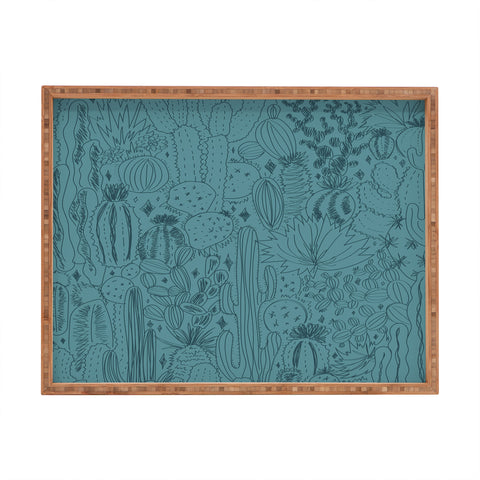 Doodle By Meg Cactus Scenes in Blue Rectangular Tray