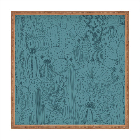 Doodle By Meg Cactus Scenes in Blue Square Tray
