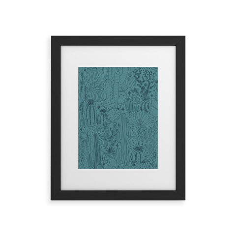 Doodle By Meg Cactus Scenes in Blue Framed Art Print