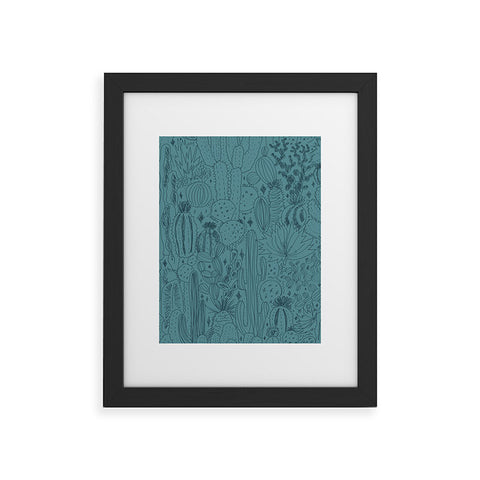 Doodle By Meg Cactus Scenes in Blue Framed Art Print