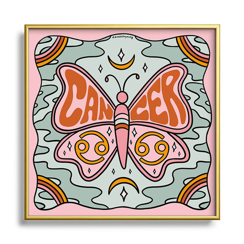 Doodle By Meg Cancer Butterfly Metal Square Framed Art Print