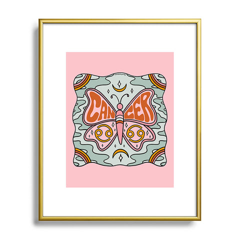 Doodle By Meg Cancer Butterfly Metal Framed Art Print