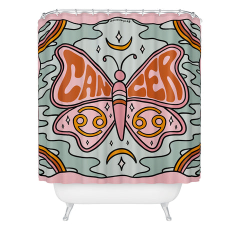 Doodle By Meg Cancer Butterfly Shower Curtain