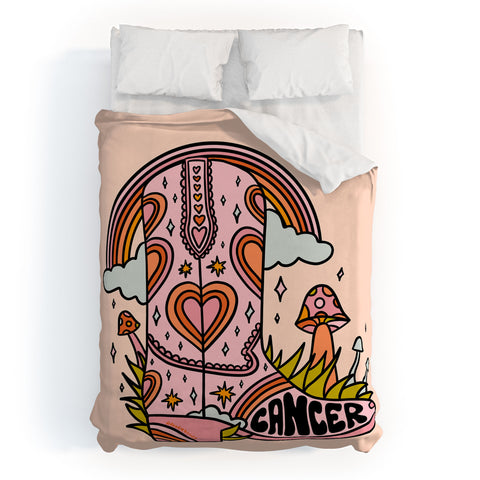 Doodle By Meg Cancer Cowboy Boot Duvet Cover