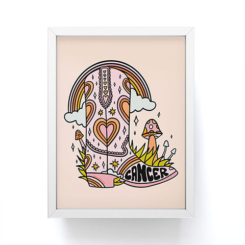 Doodle By Meg Cancer Cowboy Boot Framed Mini Art Print