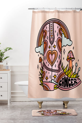 Doodle By Meg Cancer Cowboy Boot Shower Curtain And Mat