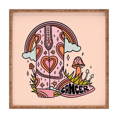 Doodle By Meg Cancer Cowboy Boot Square Tray