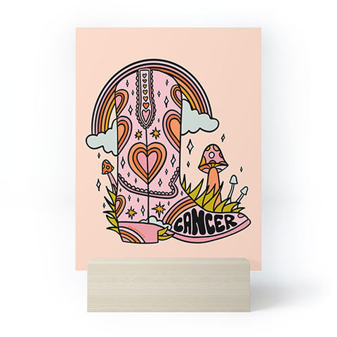 Doodle By Meg Cancer Cowboy Boot Mini Art Print