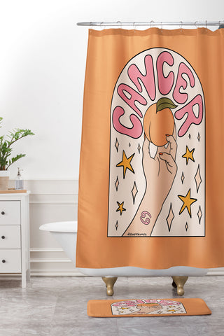 Doodle By Meg Cancer Peach Shower Curtain And Mat