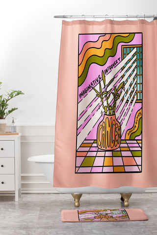 Doodle By Meg Cancer Plant Shower Curtain And Mat