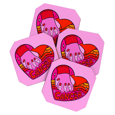 Doodle By Meg Cancer Valentine Coaster Set