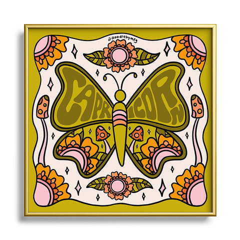 Doodle By Meg Capricorn Butterfly Metal Square Framed Art Print