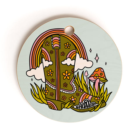 Doodle By Meg Capricorn Cowboy Boot Cutting Board Round