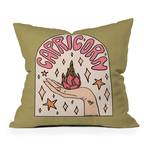 Doodle By Meg Capricorn Dragonfruit Throw Pillow