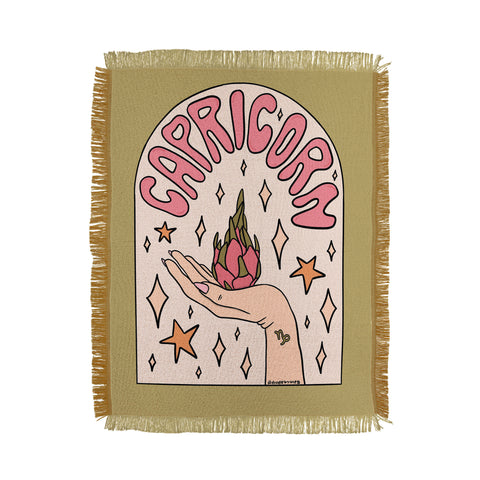 Doodle By Meg Capricorn Dragonfruit Throw Blanket