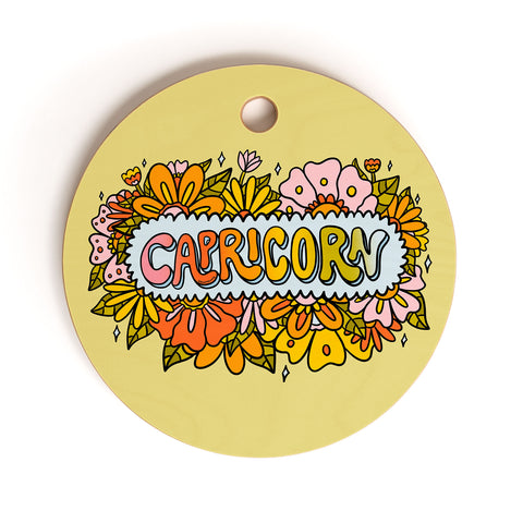 Doodle By Meg Capricorn Flowers Cutting Board Round