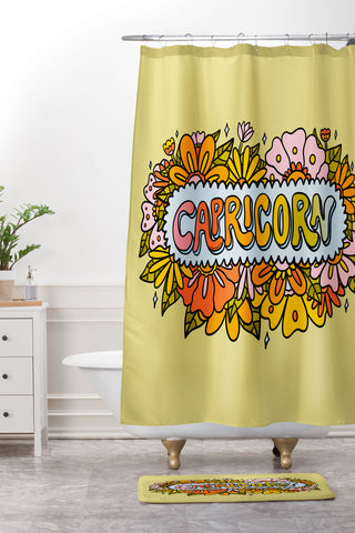 Doodle By Meg Capricorn Flowers Shower Curtain And Mat