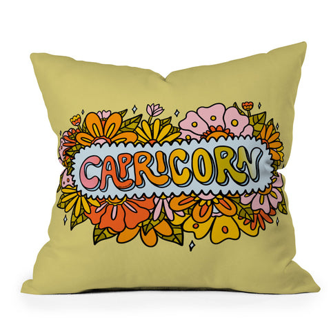Doodle By Meg Capricorn Flowers Throw Pillow