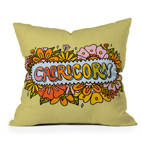 Doodle By Meg Capricorn Flowers Outdoor Throw Pillow