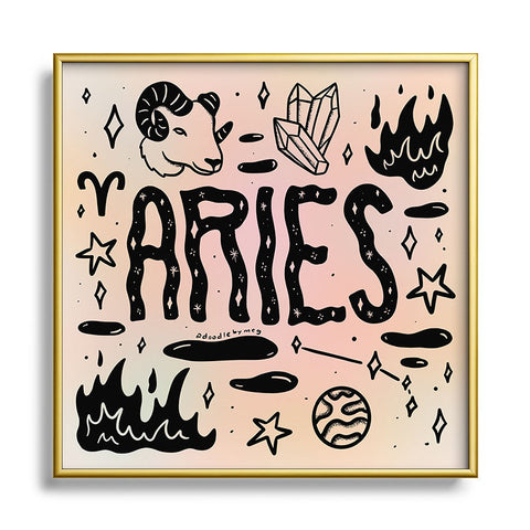 Doodle By Meg Celestial Aries Metal Square Framed Art Print