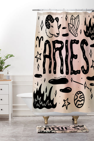 Doodle By Meg Celestial Aries Shower Curtain And Mat