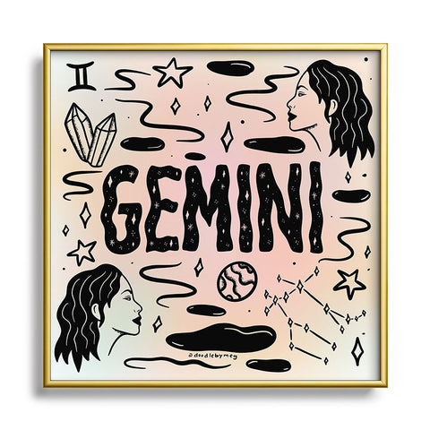 Doodle By Meg Celestial Gemini Metal Square Framed Art Print
