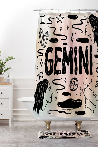Doodle By Meg Celestial Gemini Shower Curtain And Mat