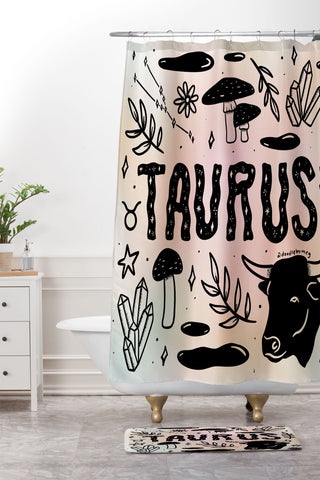 Doodle By Meg Celestial Taurus Shower Curtain And Mat