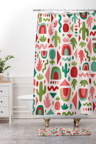 Doodle By Meg Christmas Cutout Print Shower Curtain And Mat