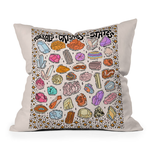 Doodle By Meg Crystals of the States Throw Pillow