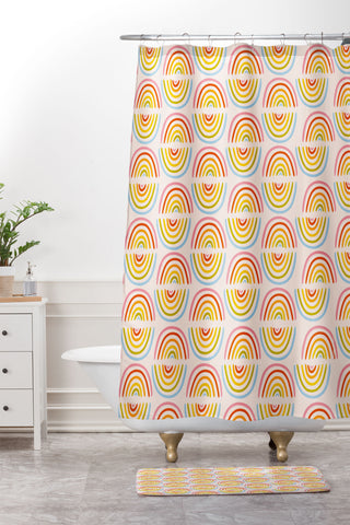 Doodle By Meg Doodle Rainbow Print Shower Curtain And Mat