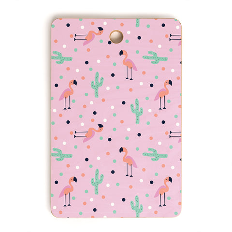 Doodle By Meg Flamingo and Cactus Cutting Board Rectangle