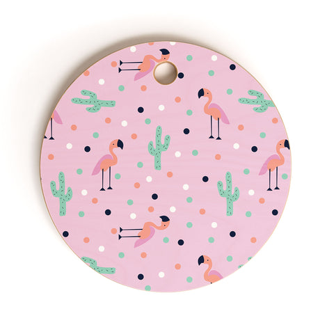 Doodle By Meg Flamingo and Cactus Cutting Board Round