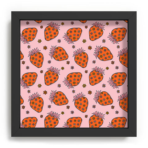 Doodle By Meg Flower Strawberry Print Recessed Framing Square
