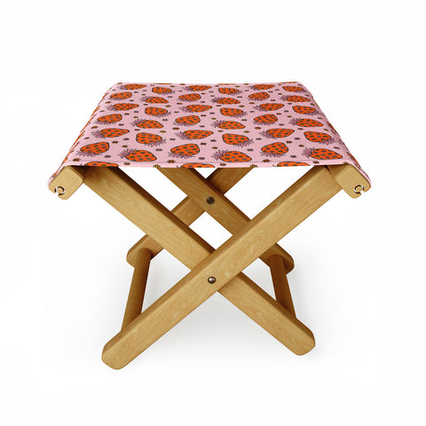 Doodle By Meg Flower Strawberry Print Folding Stool