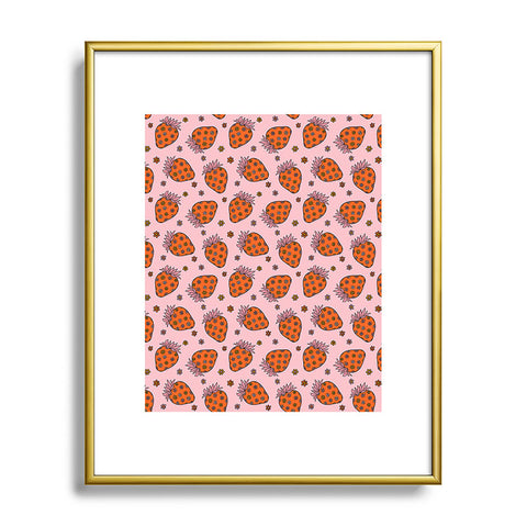 Doodle By Meg Flower Strawberry Print Metal Framed Art Print