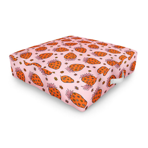 Doodle By Meg Flower Strawberry Print Outdoor Floor Cushion