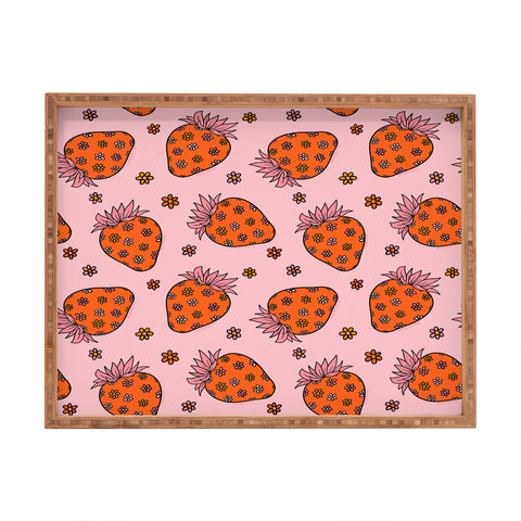 Doodle By Meg Flower Strawberry Print Rectangular Tray