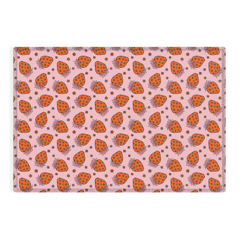 Doodle By Meg Flower Strawberry Print Outdoor Rug