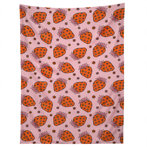 Doodle By Meg Flower Strawberry Print Tapestry