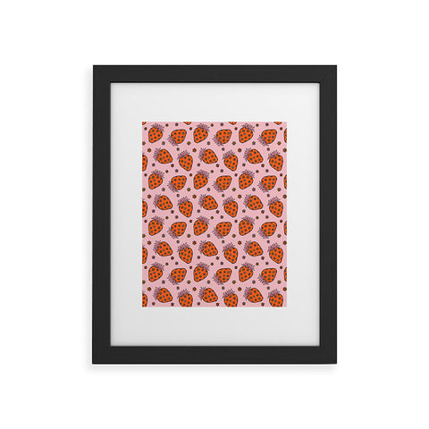 Doodle By Meg Flower Strawberry Print Framed Art Print