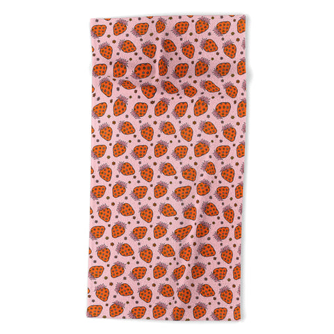 Doodle By Meg Flower Strawberry Print Beach Towel