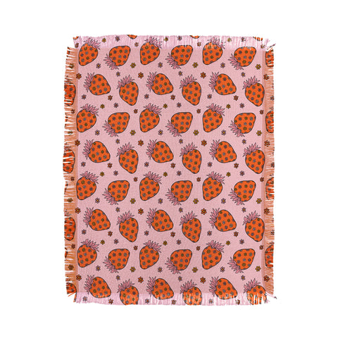 Doodle By Meg Flower Strawberry Print Throw Blanket