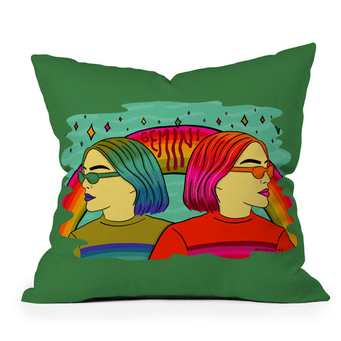 Doodle By Meg Gemini Babes Throw Pillow