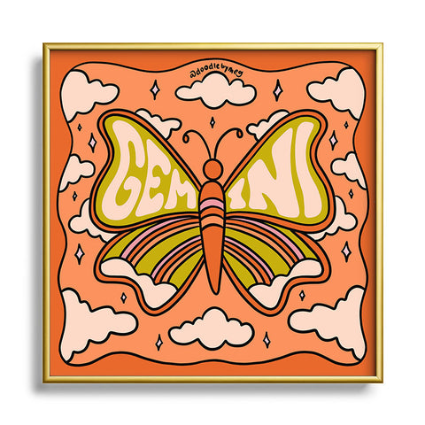 Doodle By Meg Gemini Butterfly Square Metal Framed Art Print