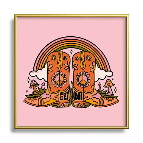 Doodle By Meg Gemini Cowboy Boots Square Metal Framed Art Print