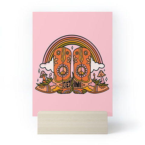 Doodle By Meg Gemini Cowboy Boots Mini Art Print