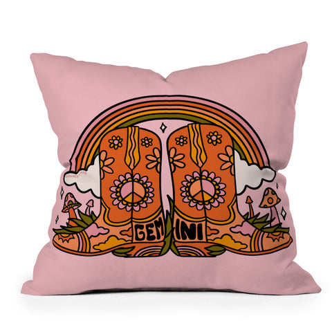Doodle By Meg Gemini Cowboy Boots Throw Pillow