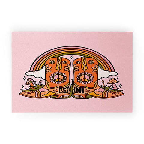 Doodle By Meg Gemini Cowboy Boots Welcome Mat
